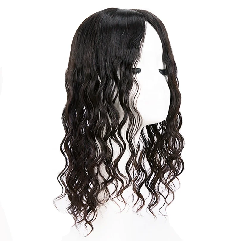 

HQ Hairpiece Silk Base Women Topper Full Silk Base Curly Hair with Clips For Women Hair Less