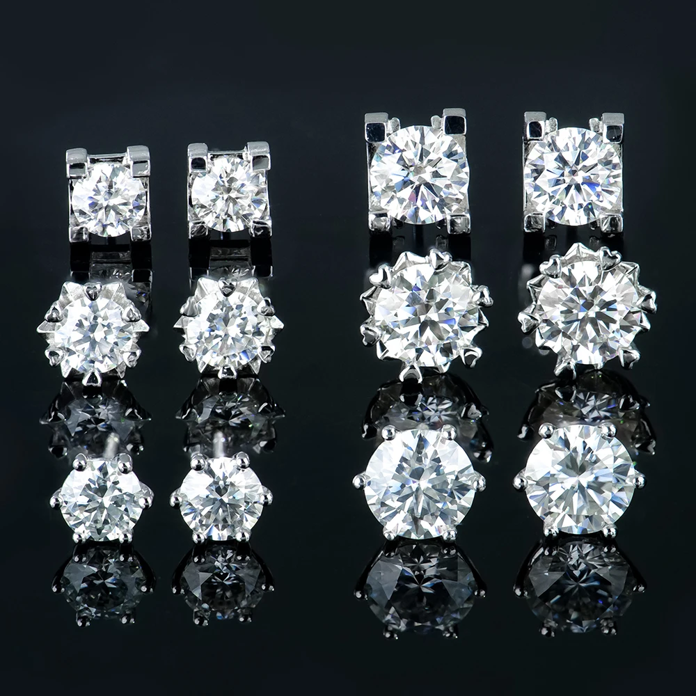 2024 Wholesale Bulk Women Fashion Jewelry Small Cute 925 Silver Lab Grown Gemstone Moissanite Mossanite Diamond Stud Earring Set