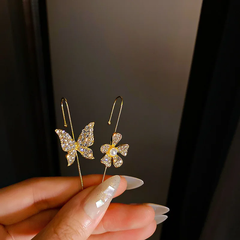 

Simple Butterfly Flower Pierced Earring Clip For Women