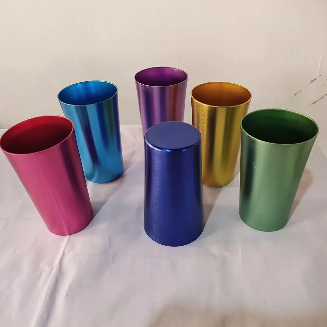 

Promotional Single Wall Multi Colored Aluminum cup Anodized Aluminum pint cup, Customed color