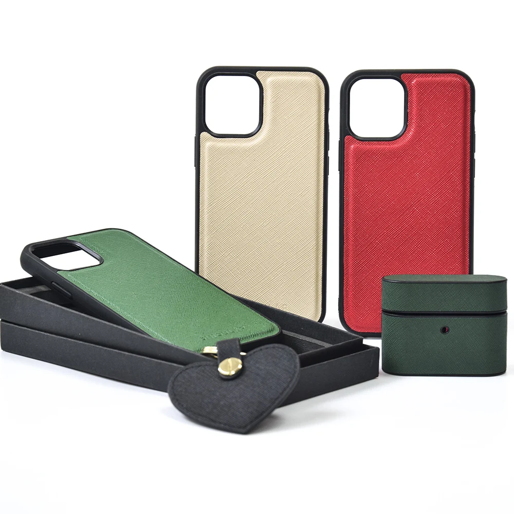 

Wholesale luxury genuine cow saffiano leather 3D para for Iphone 12 12pro max 11 xs phone case, Multi color available