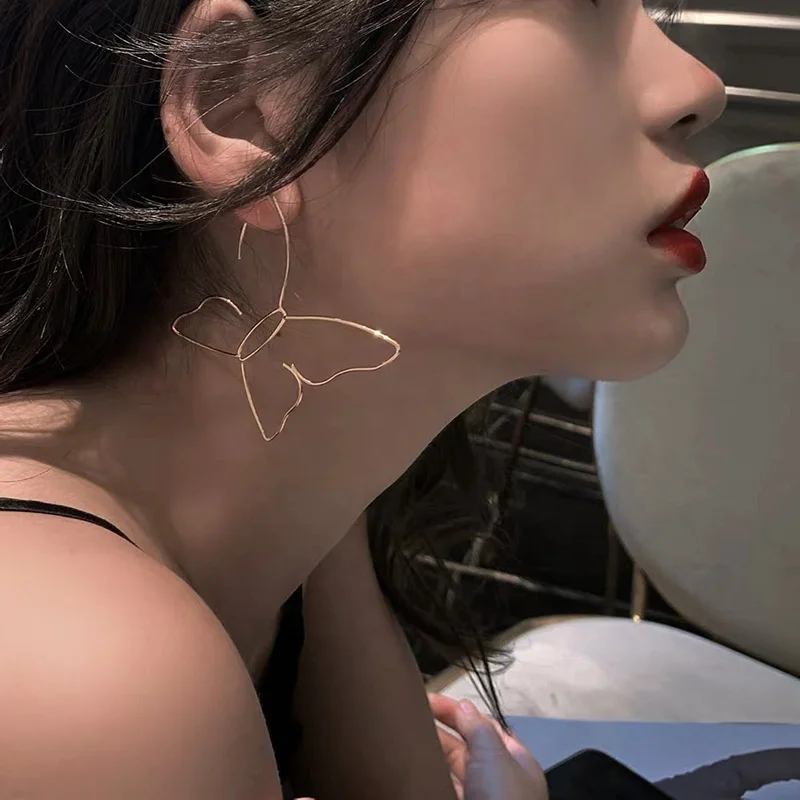 

Fashion big butterfly earrings designs girl woman jewelry butterfly earrings, Gold
