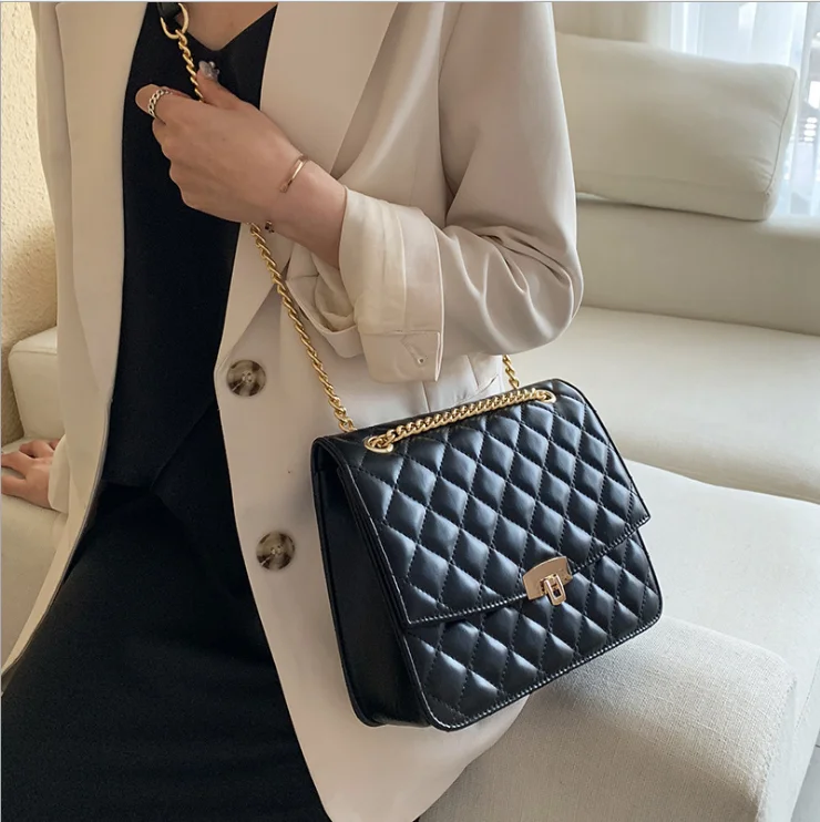 

Women chains handbag fashion rhombus shoulder bag sewing lady handbag 2020, 6 colors