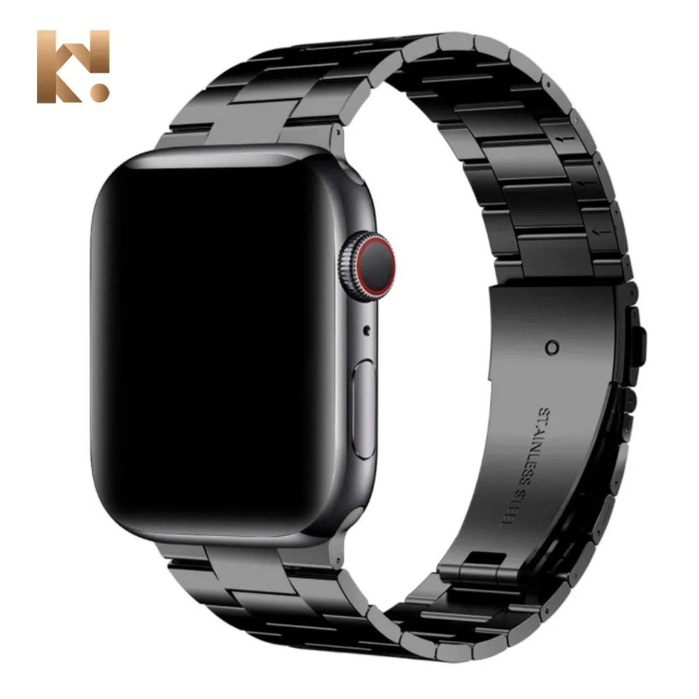 

KeepWin Luxury Stainless Steel Wristband Strap Luxury Design 3 Bead Stainless Steel Watch Band for apple 45 44 42 41 40 38mm