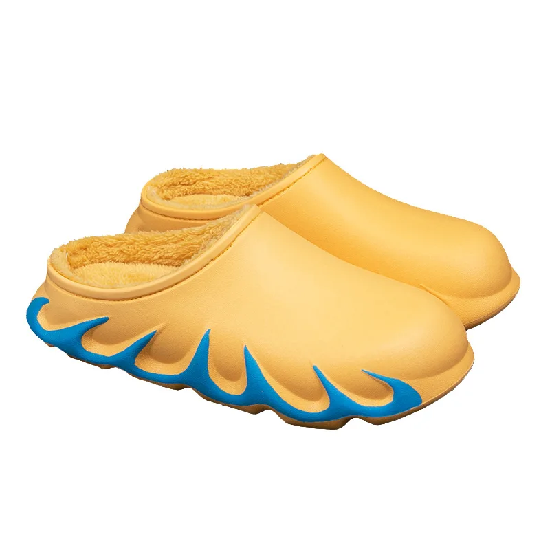 

Waterproof cotton slippers women's thick soled winter home lovers warm shoes