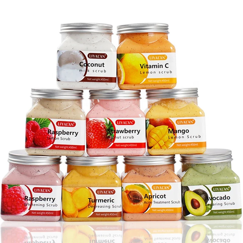 

Custom Private Label Vegan Fruit Sugar Body Care Whitening Exfoliating Organic Body Scrub