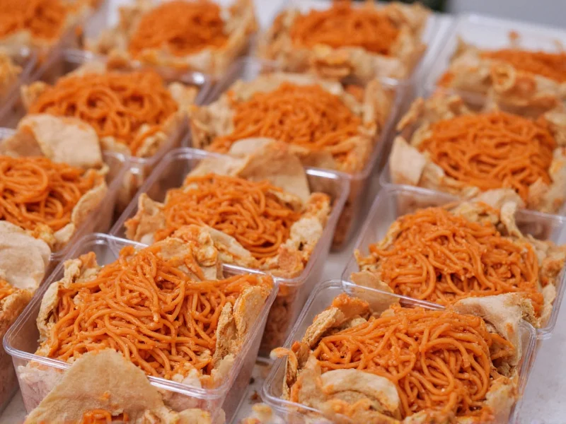 Homemade spaghettios stored in portioned containers