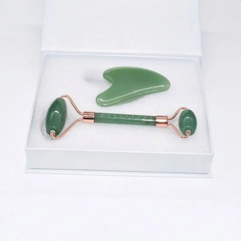 

China Factory Green Gua Shand Shaua Sha Jade Double Roller Set, As picture