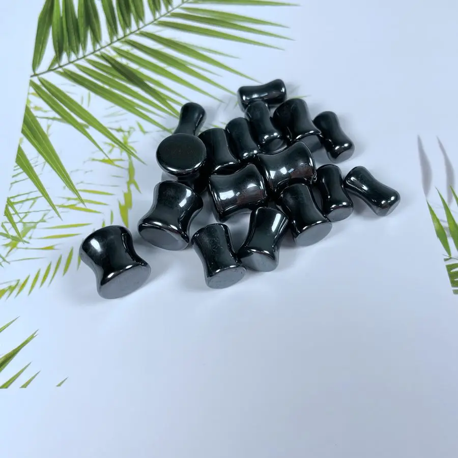 

Stone Ear Plug Tunnel Piercings Earring Hematite Stone Double Flared Plug Saddle Plug Ear Expander Body Jewelry