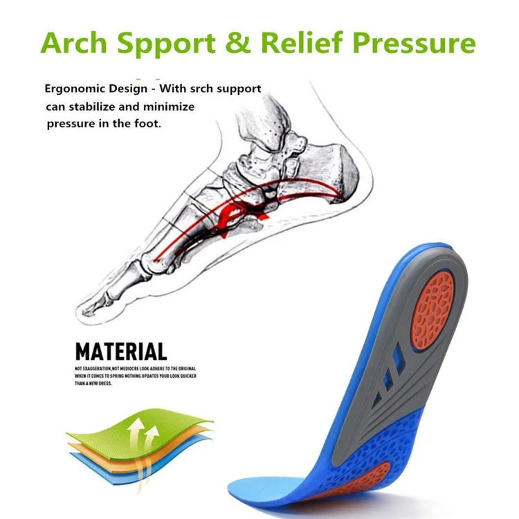 

Massage Tpe gel insole sports soft running gel shoe insole, Blue