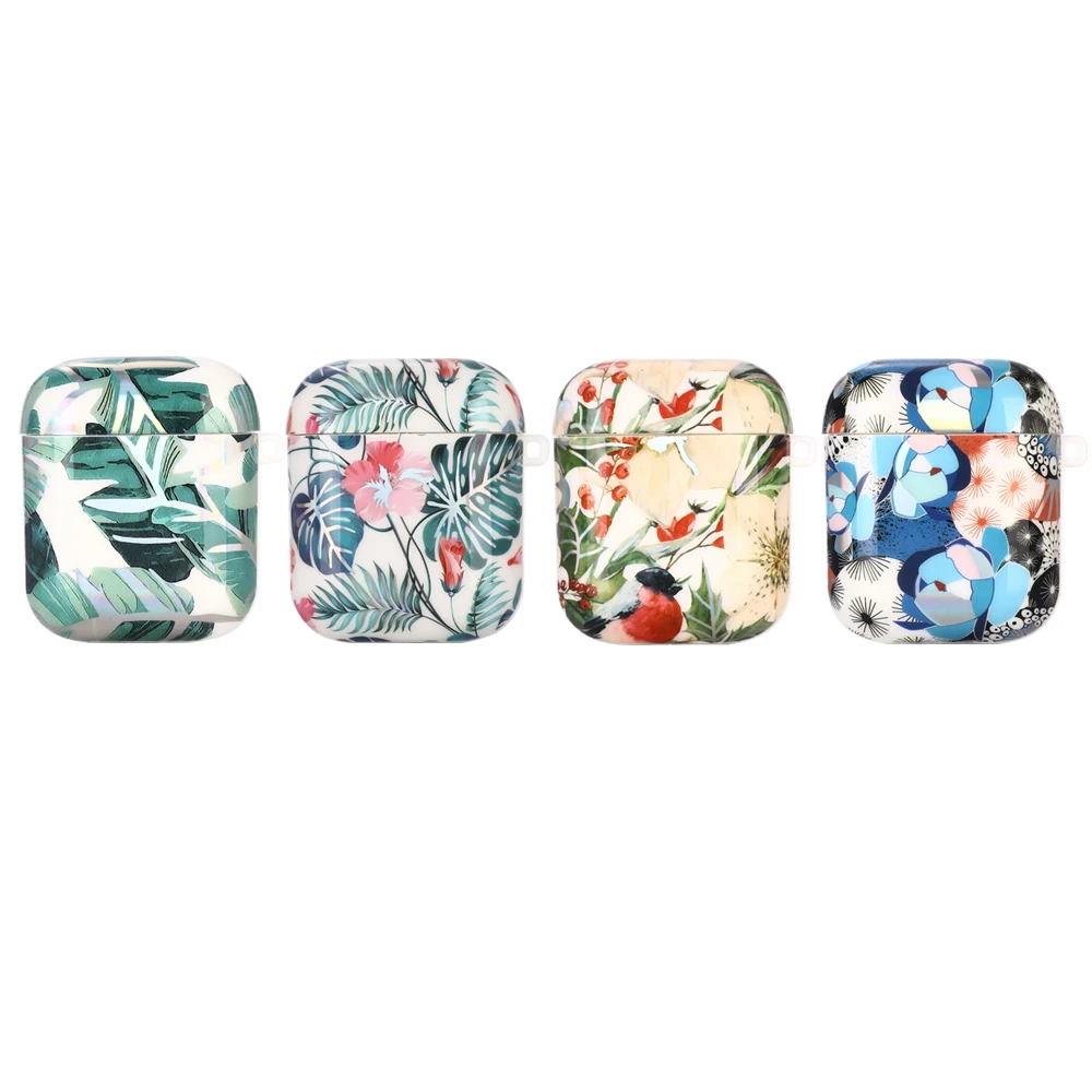 

Glossy Shiny Custom Flower IMD Earphone Storage Case Cover for apple, 4 colors