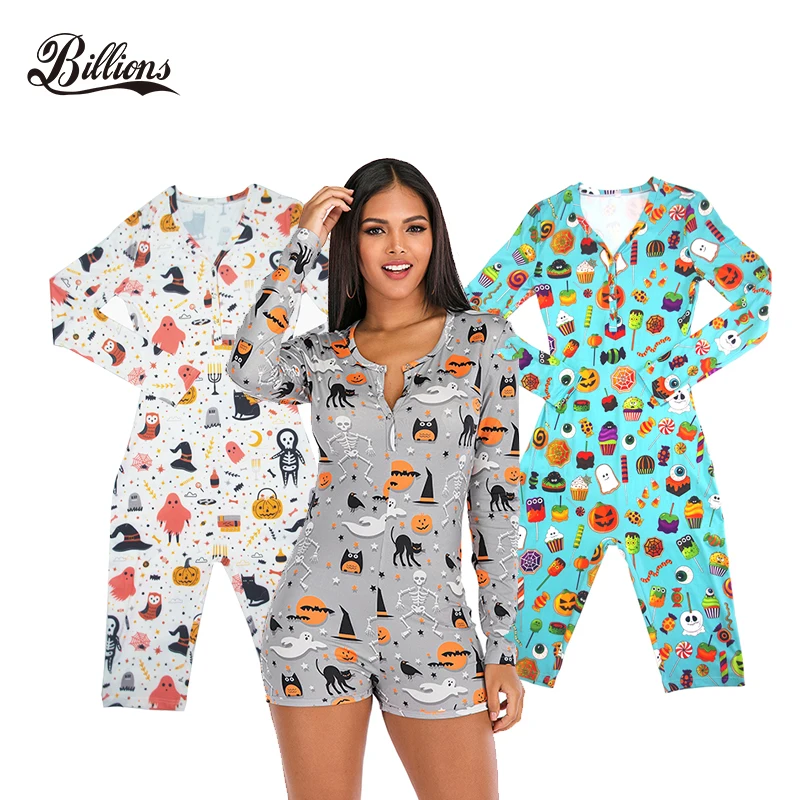 

2020 Halloween Bodysuit Casual Plus Size Pajamas Wholesale Women Long Sleeve Onsie Halloween Onesie, Picture