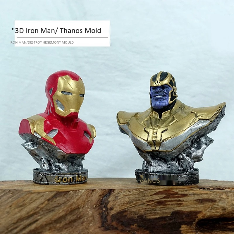 

Cast silicone candle molds for marvel comics characters iron Man and Thanos, Transparent