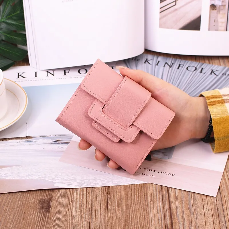 

Lady Card Holders Fold PU Leather Cute Portable Mini women money purses small women wallet, Customized color