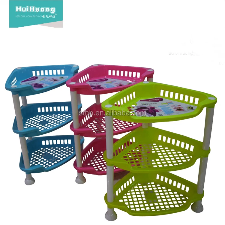 

High quality kitchen bathroom storage tool kitchen rack Movable durable home usage plastic storage shelf 3 4 layers, Pink,blue,green