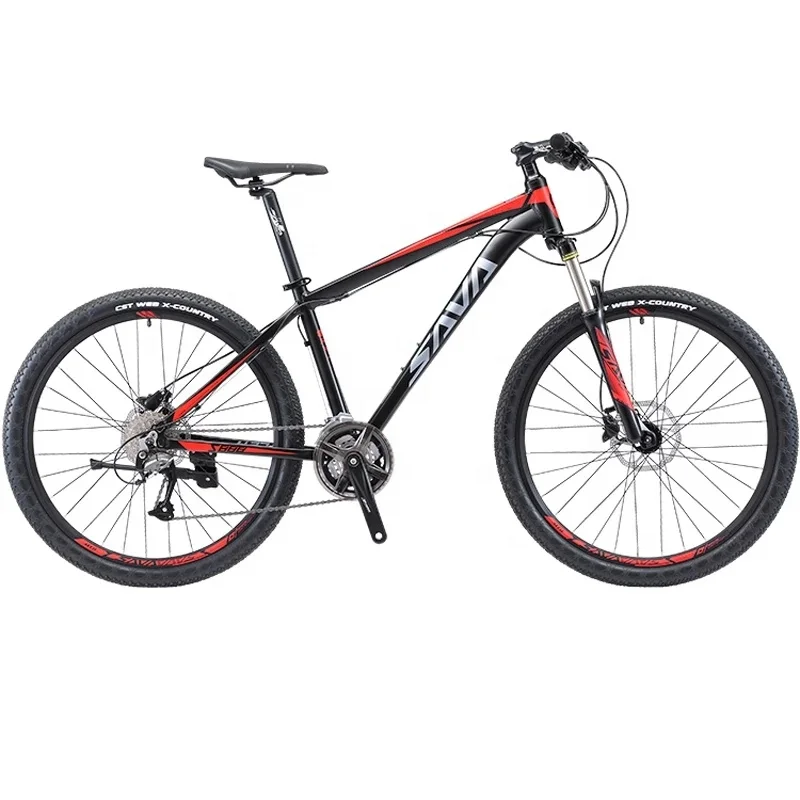 

SAVA 26/27.5 Mountain Bike with SHIMANO ALTUS 27 Speed Gear Mountain Bicycle Hydraulic Brake & Lock-fork Aluminum Alloy MTB, Black red/black blue