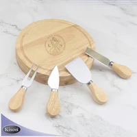 

Round rubber cheese board with 4 pcs cheese knife set
