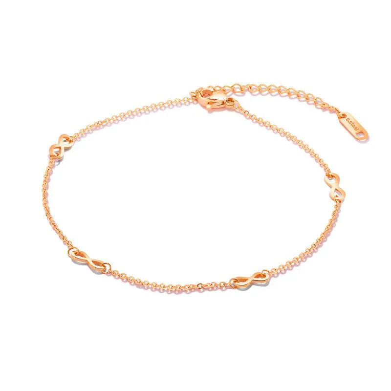 

2020 New Arrival Friendship Jewelry Rose Gold Plating Adjustable Infinity Foot Chain Stainless Steel Infinity Anklet