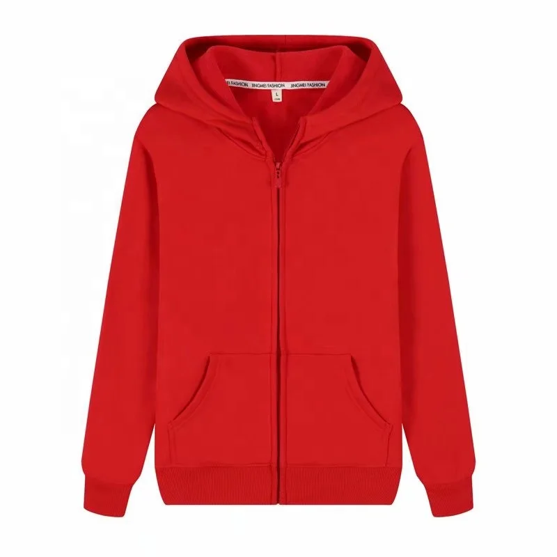 

Wholesale Fall Spring Breathable Cheap Plain Color Cotton Zip Up Pocket Unisex Hoodie