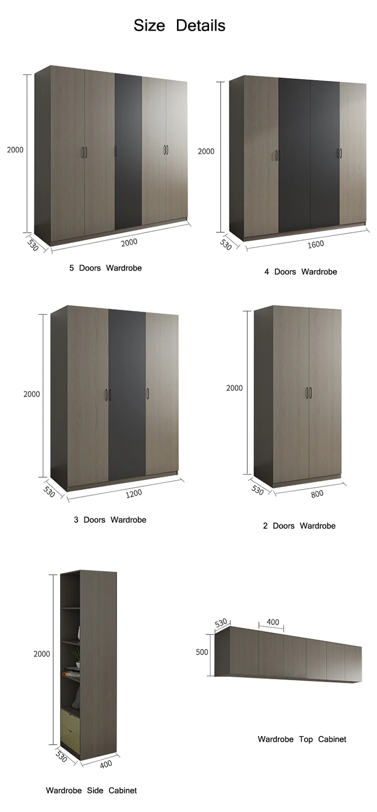 New Design Low Price MDF Double Color Wardrobe Design Furniture Bedroom