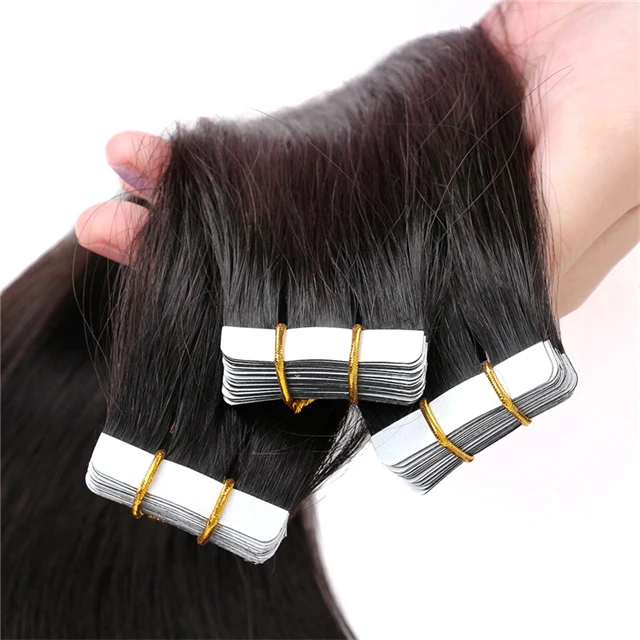 

Natural Black European Double Drawn Russian Human Hair Tape In Hair Extensions 100% Human Hair Remy High Quality Vendors