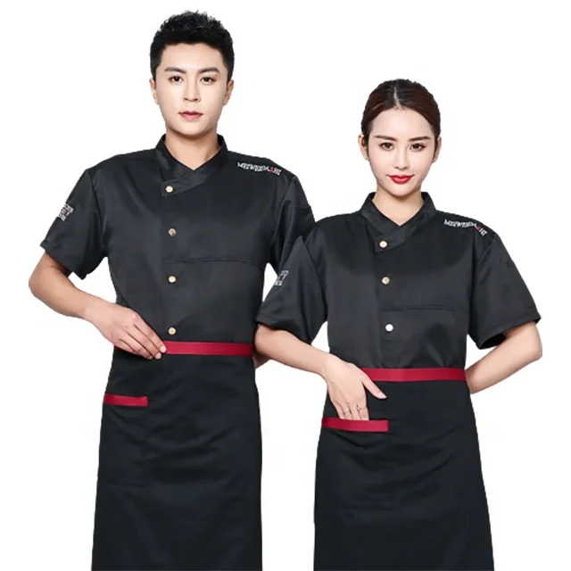 

SunYue Wholesale Cotton Short Sleeve Restaurant Hotel Uniform Kitchen Red Chefs Jacket, White