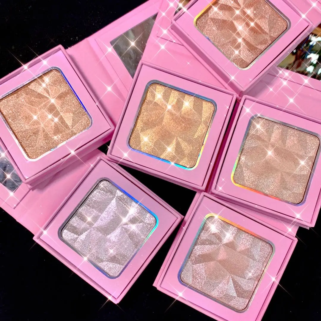 

Pink Private Label 6 Color Cosmetics Highlight Powder Shimmer Makeup Contour Highlighter Palette, 4 colors
