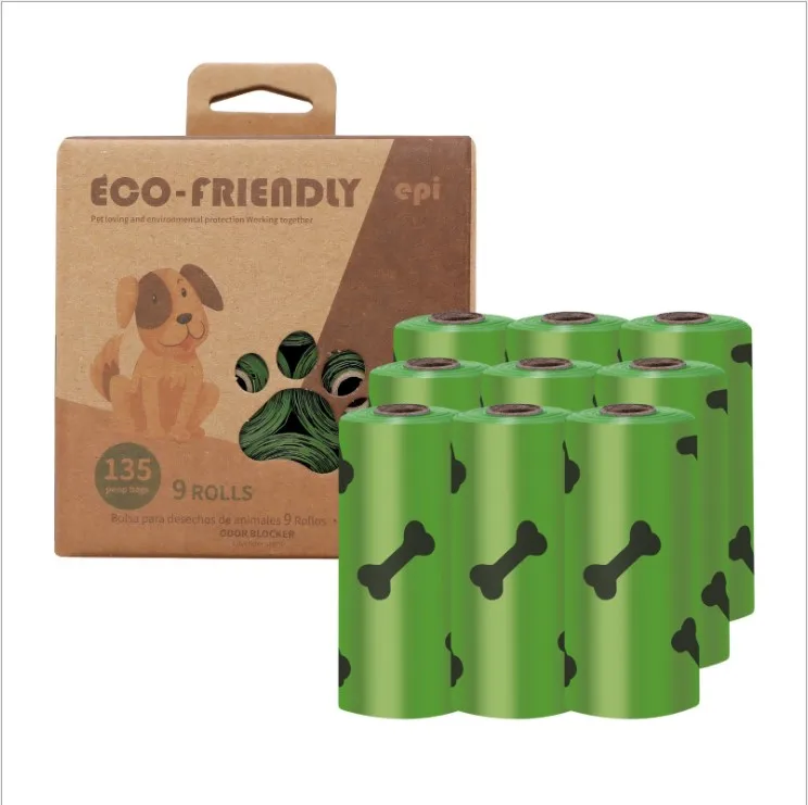 

Custom Eco-friendly Bio Degradable Biodegradable Cornstarch Compostable Doggy Poo Dog Waste Poop Bag, Blue print black print red printing green printing