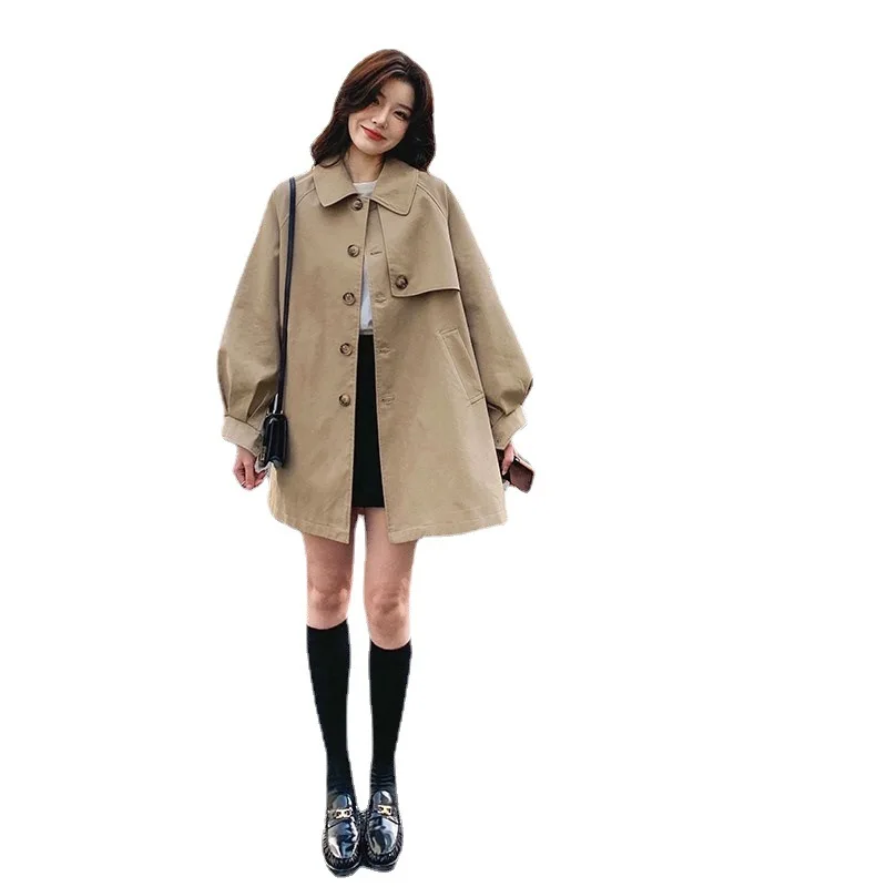 

New khaki windbreaker in the long section of spring and autumn loose fashion women jacket