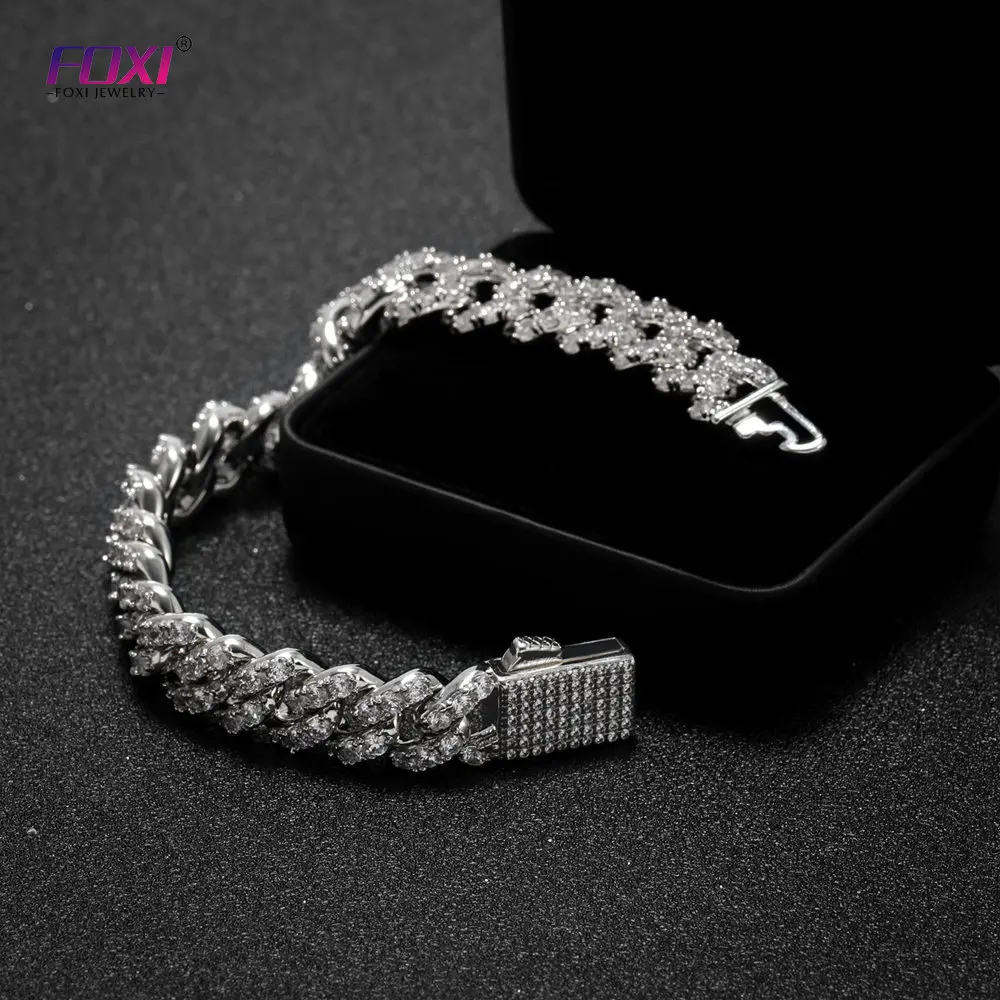 

FOXI hip hop Bracelet fluorescent sterling silver charm cuban link chain with Anklet bling chunky bracelet body jewelry women