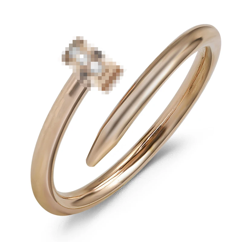 

Classic nail 18K gold non-fading stainless steel ring with crystal ring