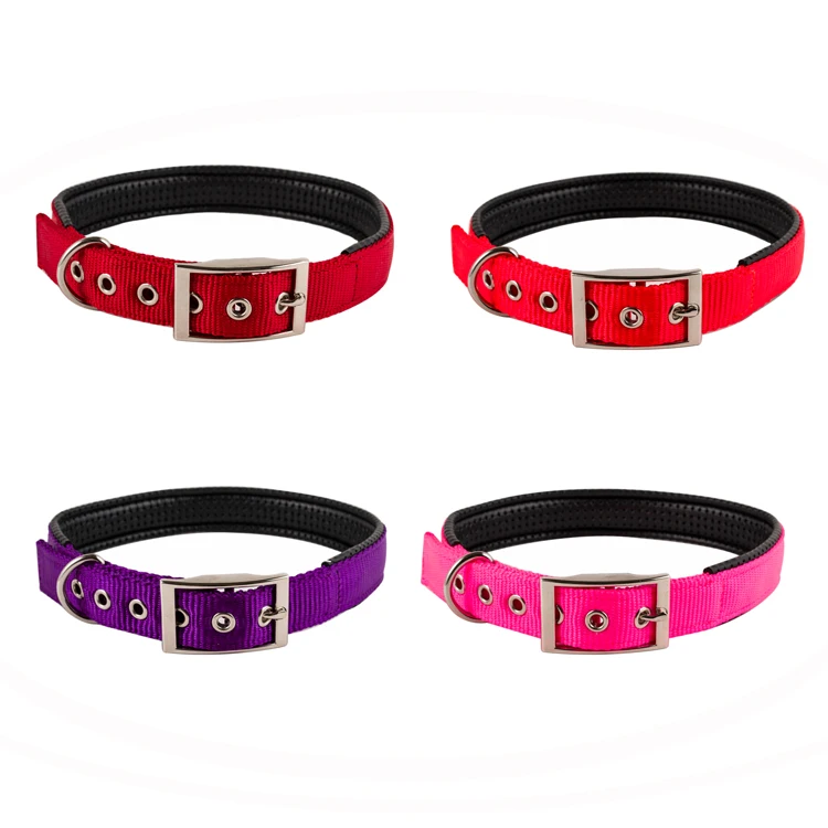 

Foam Leather Padded Custom Personalized Pet Collar Metal Buckle Soft Plain Nylon Dog Collars Wholesale