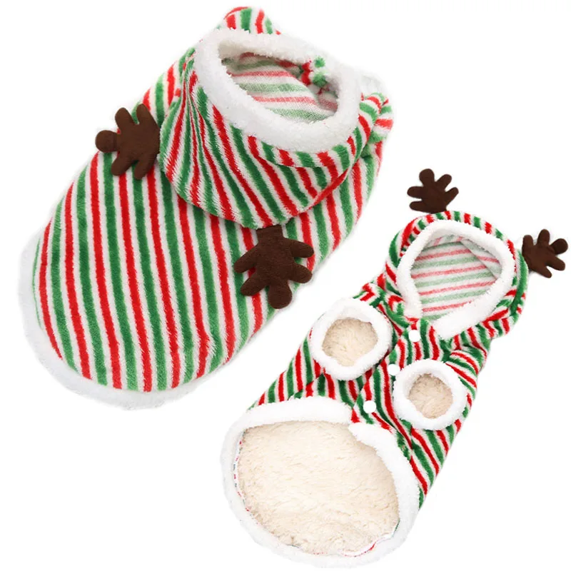 

Christmas Elk Dogs Cats Warm Striped Antlers Pet Clothes Small and Medium-sized Pet Clothes