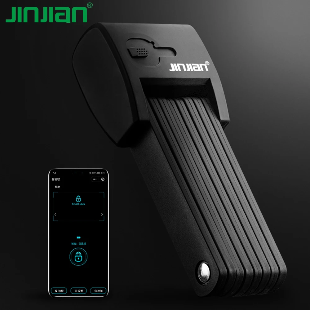 

wholesale security high-end smart BT bike lock fingerprint bicycle lock, Black