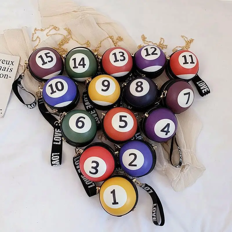 

Women Novelty Billiard Digital Round Girls Shoulder Chain Bag Purses and Handbags Cute Crossbody Mini Bag