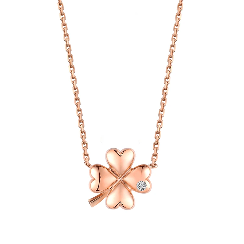 

women jewellery custom rose 18k gold necklace lucky clover 18k gold necklace, Rose gold