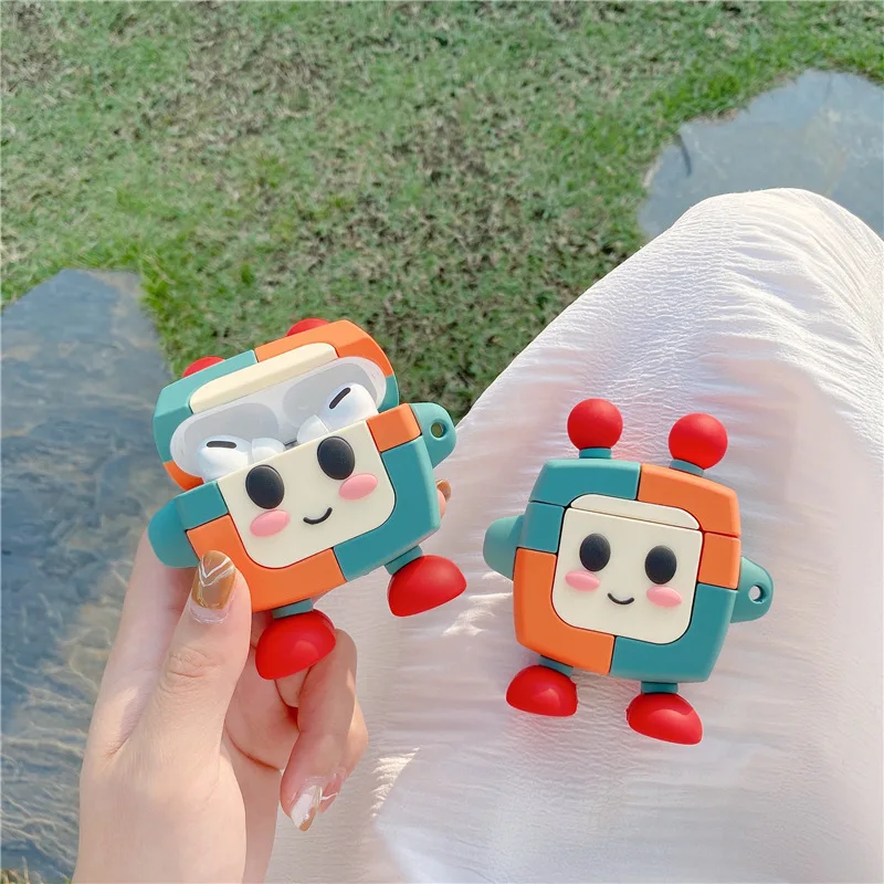 

Free Shipping for AirPods 1 2 pro Compatible Case Cute Adorable Robot Machine funny Protective Cover, Colorful