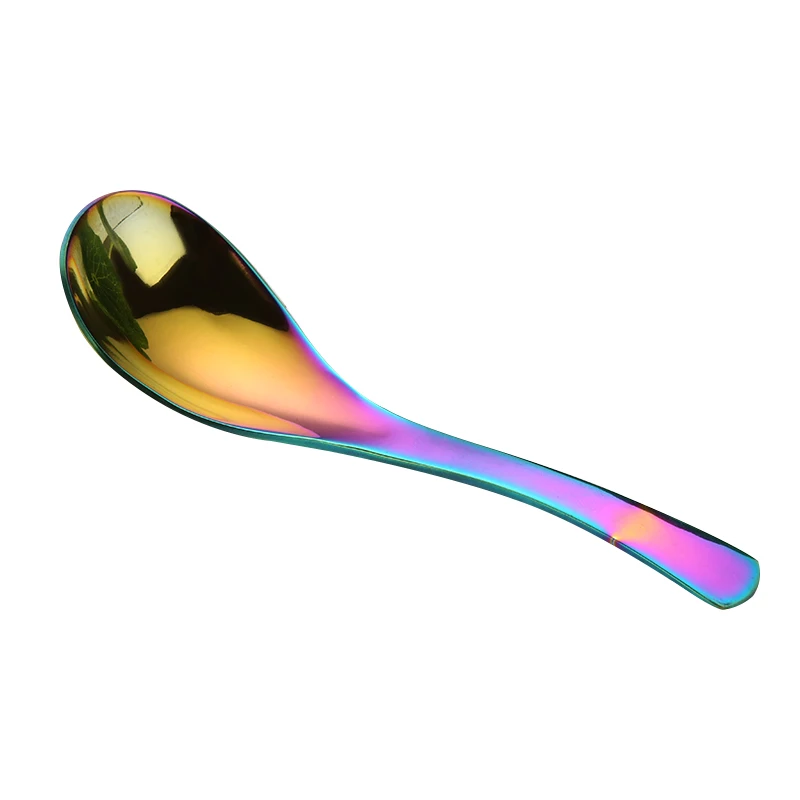 

Thicken Big Round Stainless Steel Serving Spoon For Gravy Soup Dessert Table Spoons S M L, Silver/gold/rose gold/multicolor/black/blue