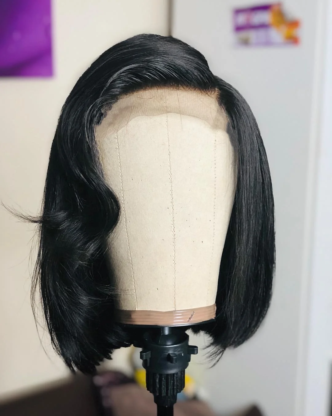 

Side Part Short Cut Pixie wave Bob Natural Color 100% Virgin Malaysian Human Hair Lace Front Wig