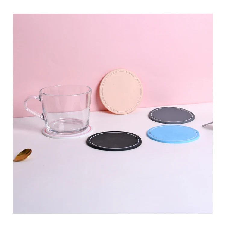 

Eco friendly heat resistant round waterproof coffee cup pad pvc silicone mat coaster, Customized color