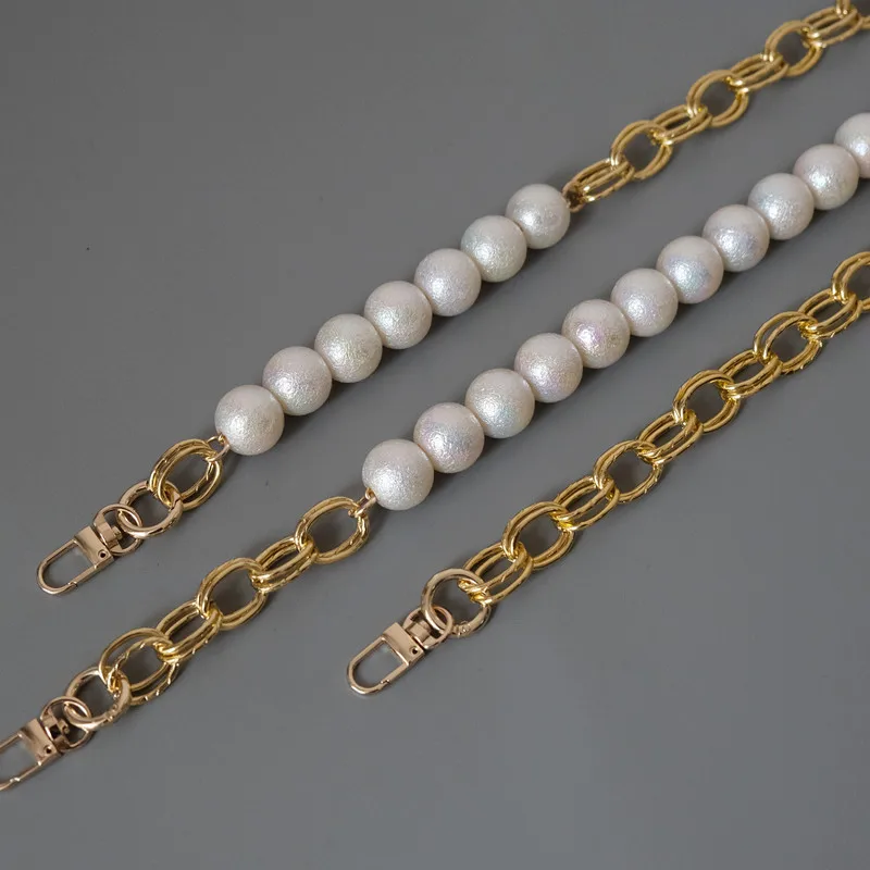 

ZONESIN Fancy High Quality Pearl Chain Bag Strap For Handbags Replacement, White pearl+gold chain