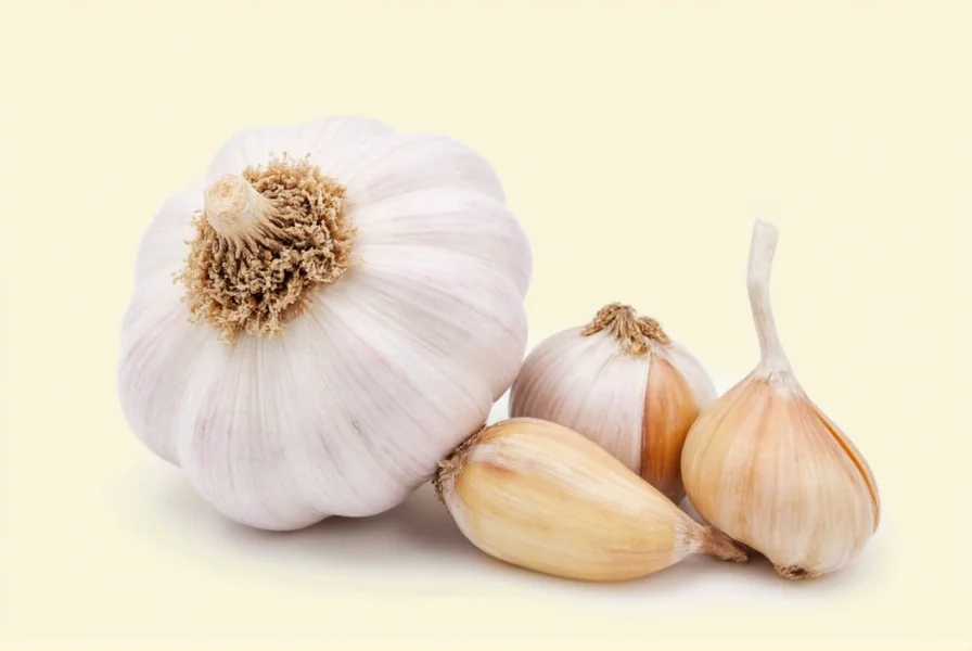 Single clove garlic bulb compared to regular garlic head