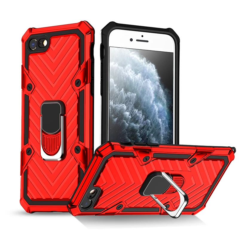 

LeYi Universal Magnetic Black Armor Original Phone Cover Case Casing for iPhone 7/8 Luxury Shockproof Hybrid TPU PC