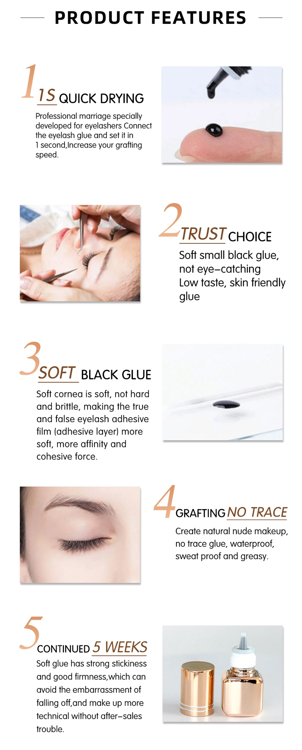 0.5s Eyelash Glue Oil Resistant Las Extension Glue Adhesive Private