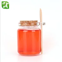 

100ml food clear jam jar glass jar for honey 250ml glass honey bottle/jar with plastic wooden spoon/cork/