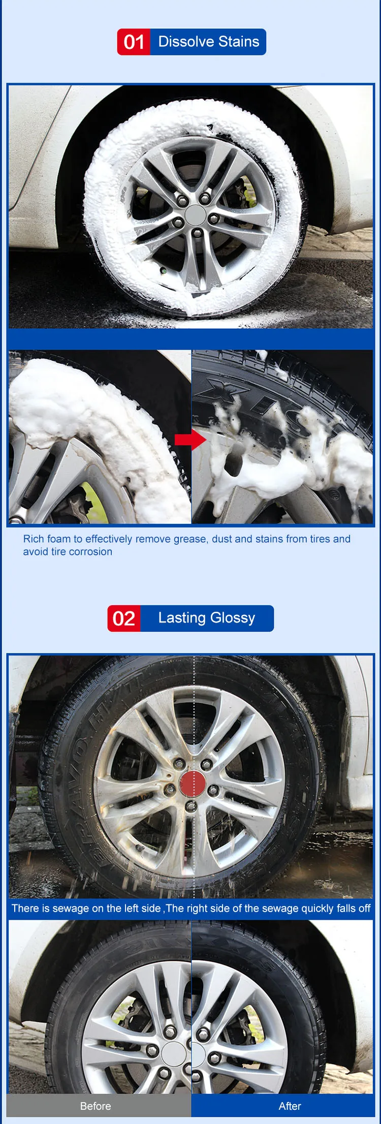 Car Care Tire Foam Cleaner Spray