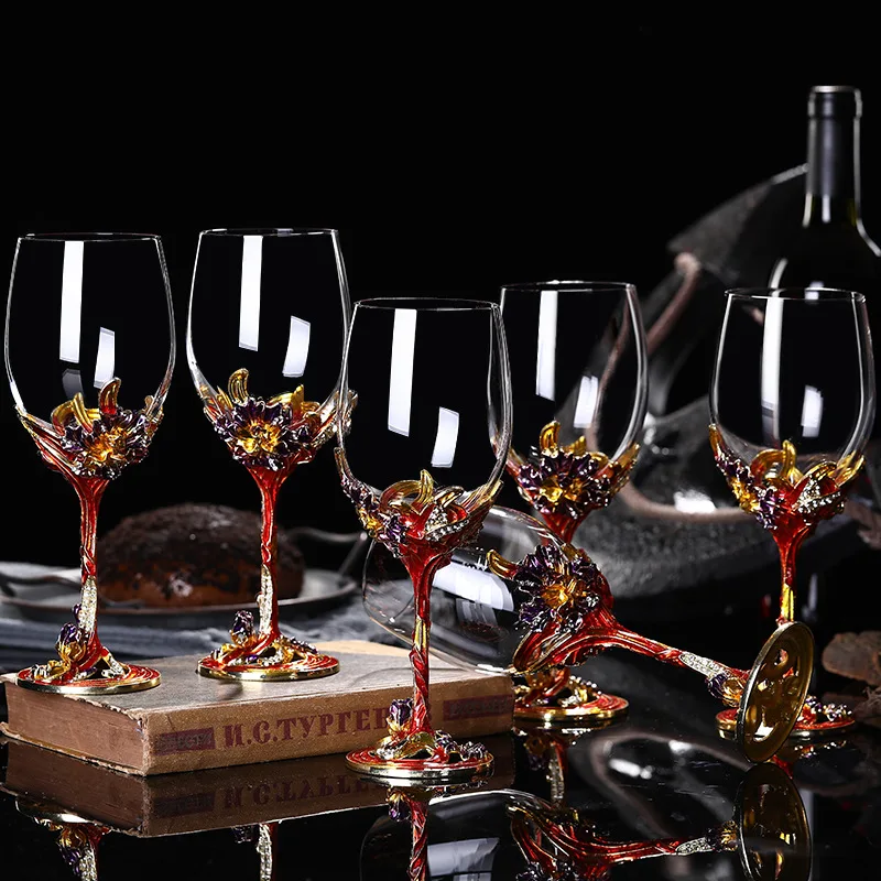 

luxury quality clear enamel glass wine bottle goblet with gift bag wedding gifts, Transparent