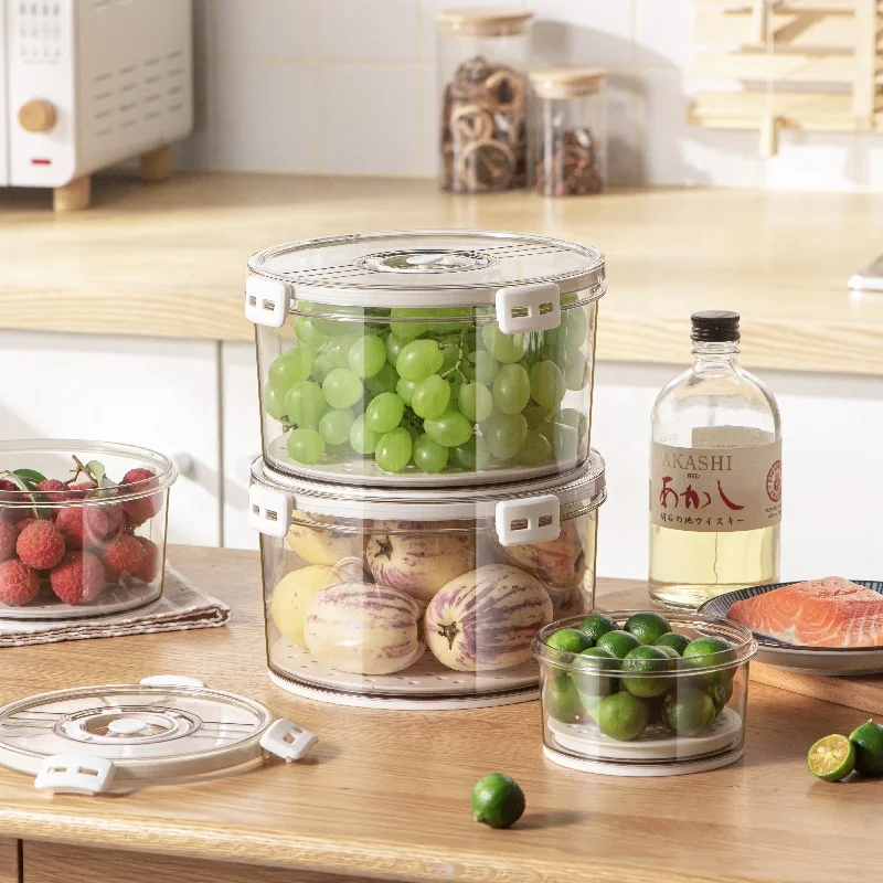 

Round Multi Size Plastic Organizer Container Storage Box Kitchen Food Storage Containers Set