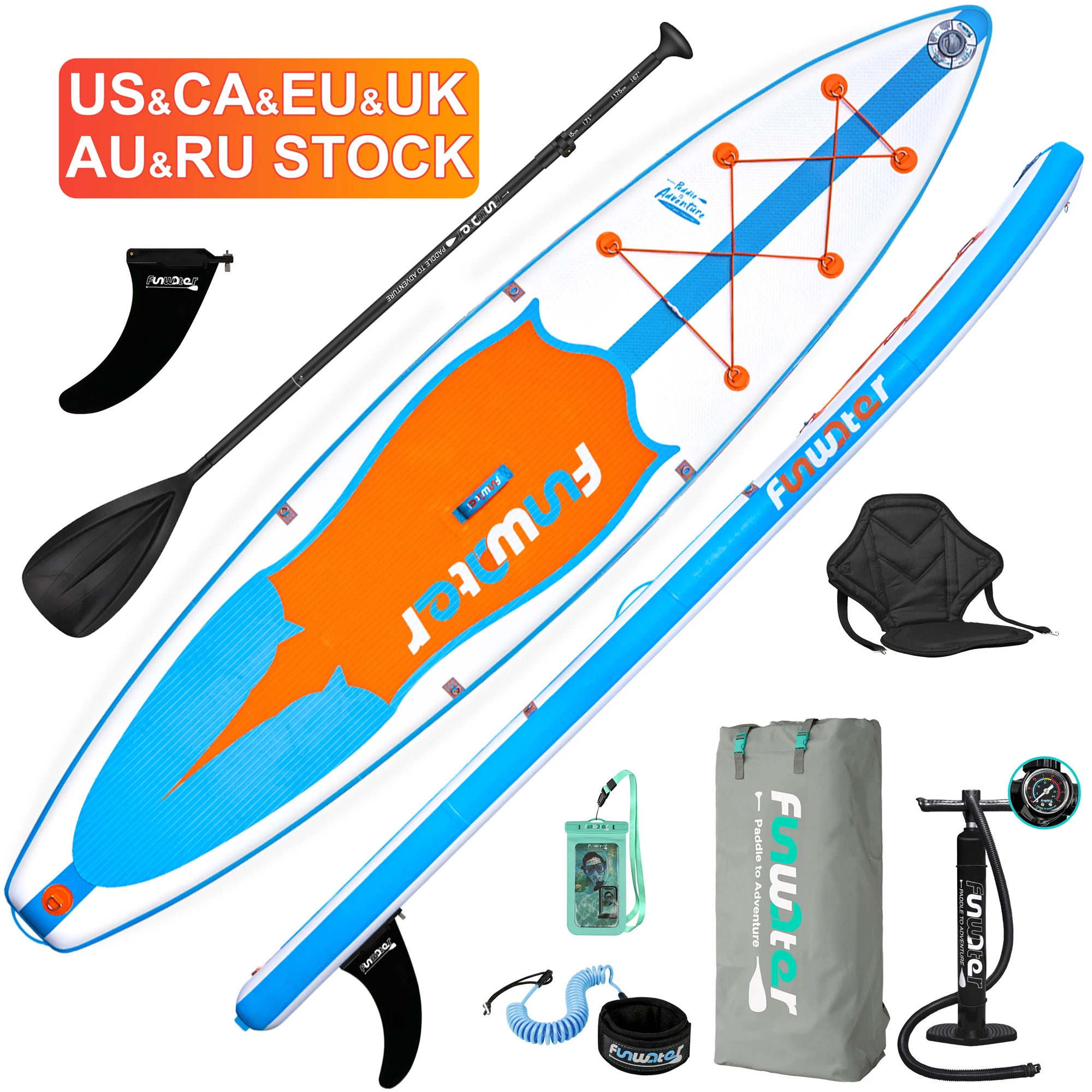 

FUNWATER Dropshipping big Standup paddleboard koi sup board fish Design Surf Board 14 ft sup stand up paddle board surfing