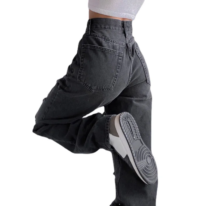 

Women's ripped jeans straight baggy jeans